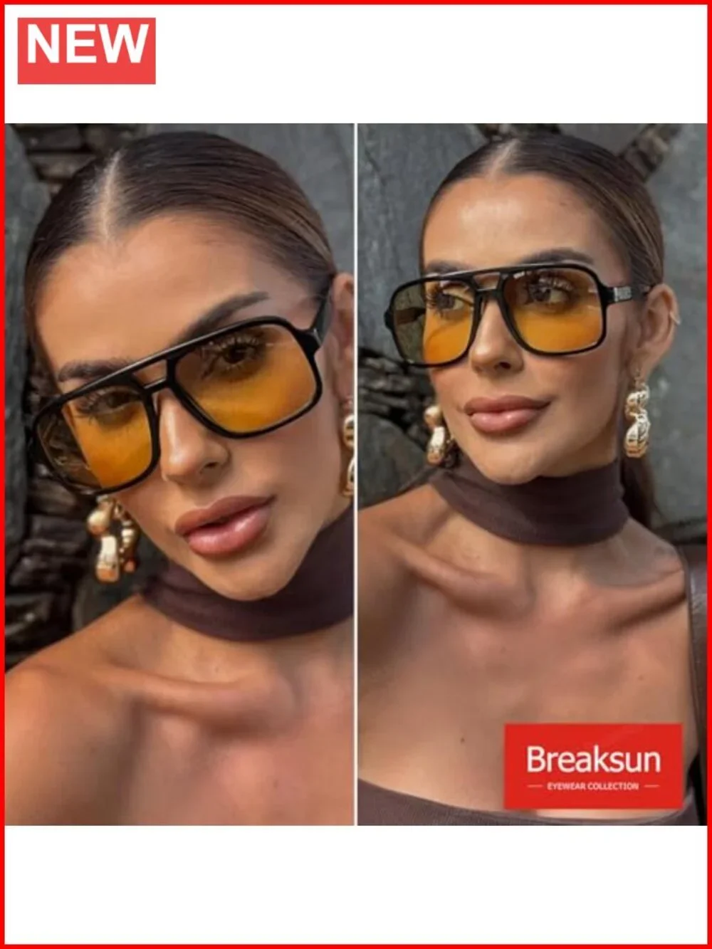 Retro Aviator Sunglasses Unisex Trendy Classic Square Plastic UV400 Protection